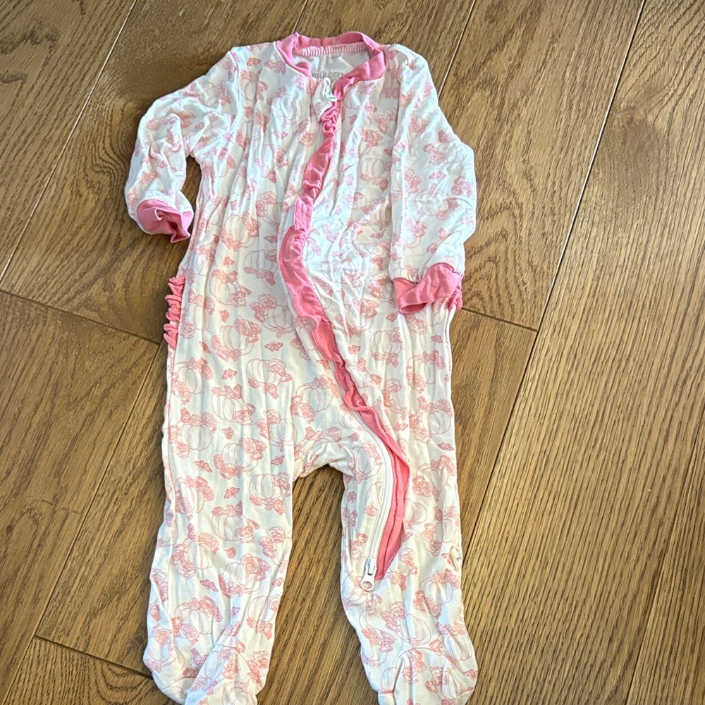 Charming Pink Floral Kids Pajama Footies